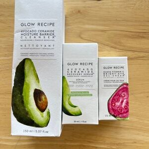 Glow Recipe Avocado Cleanser & Serum and Guava Skincare Eye Gel Trio ALL NEW